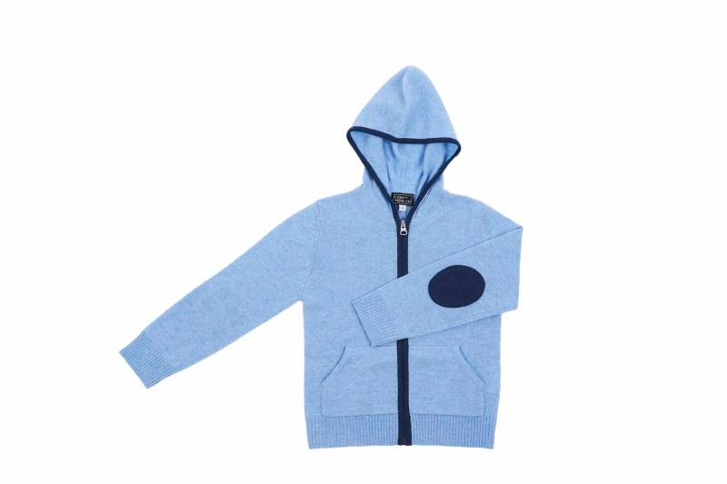 CASH-MERE.CH - Kinder Kaschmir Hoodie, 3-4A, Blau von CASH-MERE.CH