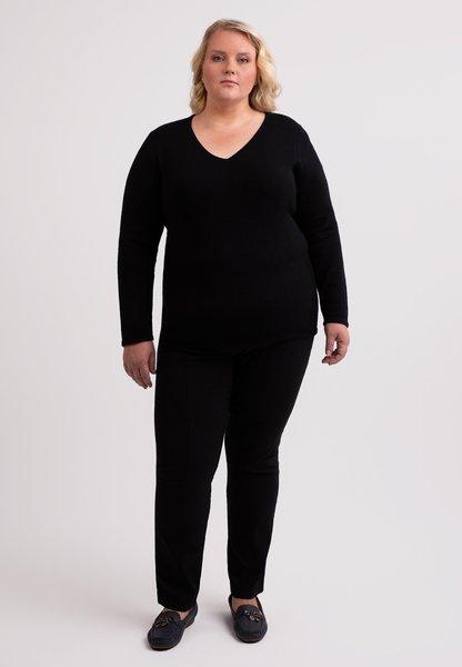 CASH-MERE.CH - Recycelter Kaschmir V-Ausschnitt Pullover, für Damen, Schwarz, Größe 3XL von CASH-MERE.CH