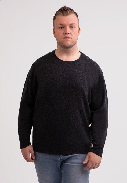 Kaschmir Rundhals Pullover Herren Schwarz Leicht 4XL von CASH-MERE.CH