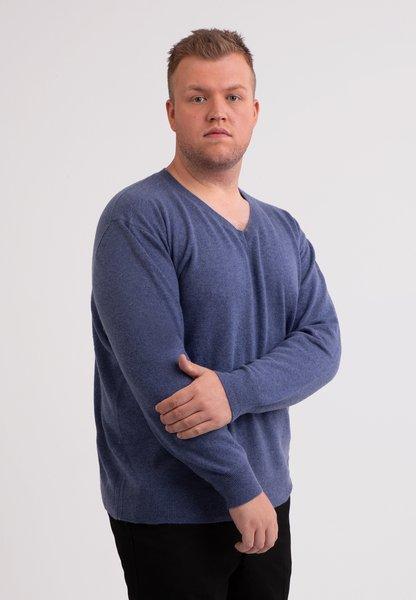 CASH-MERE.CH - Kaschmir V-Ausschnitt Pullover, für Herren, Blau Denim, Größe 4XL von CASH-MERE.CH