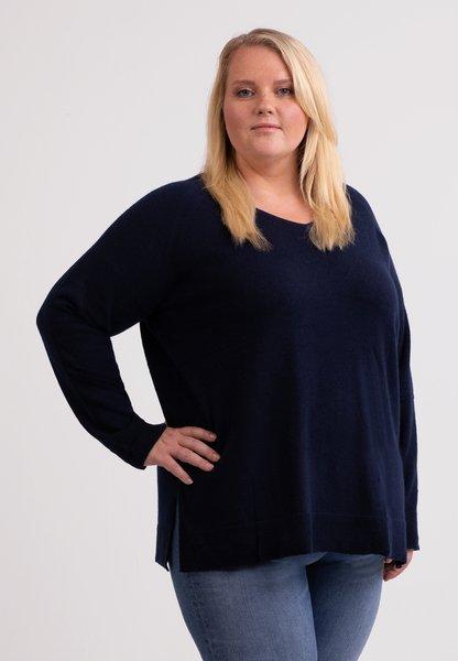 Pullover Mit Seitenschlitzen Damen Marine 4XL von CASH-MERE.CH