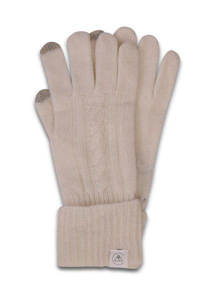 Kaschmir Handschuhe Mit Zopfmuster Herren Weiss L/XL von CASH-MERE.CH