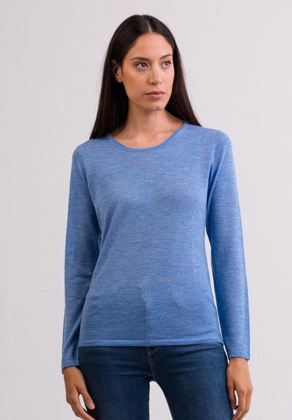 Kaschmir Rundhals Pullover Damen Hellblau M von CASH-MERE.CH