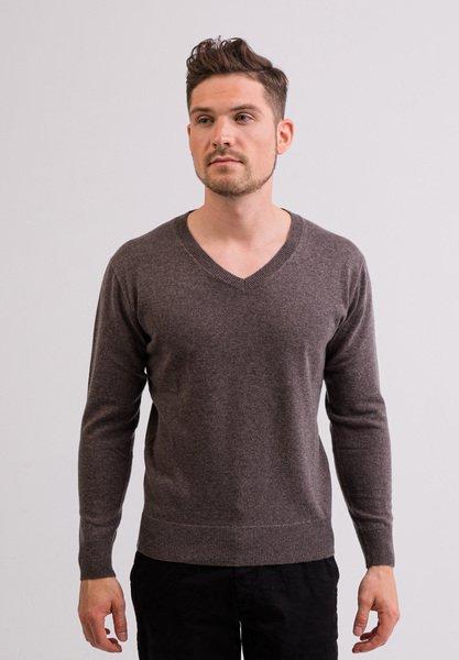 Kaschmir V-ausschnitt Pullover Herren Beige M von CASH-MERE.CH