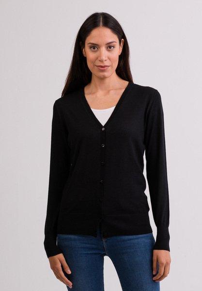 Kaschmir Cardigan V-ausschnitt Damen Schwarz S von CASH-MERE.CH