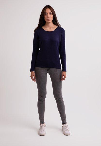 CASH-MERE.CH - Seide Kaschmir Rundhals Pullover, für Damen, Marine, Größe S von CASH-MERE.CH