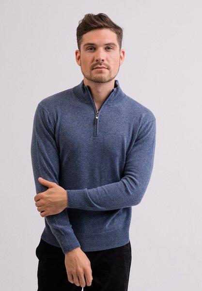 CASH-MERE.CH - Kaschmir Stehkragen Pullover, für Herren, Blau Denim, Größe XL von CASH-MERE.CH