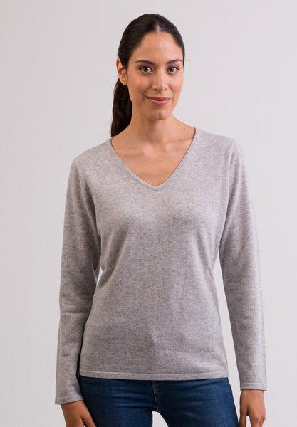 CASH-MERE.CH - Kaschmir V-Ausschnitt Pullover, für Damen, Taubengrau, Größe XL von CASH-MERE.CH