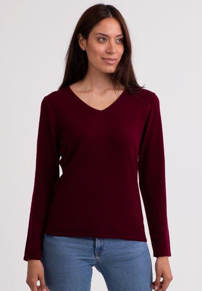 CASH-MERE.CH - Kaschmir V-Ausschnitt Pullover, für Damen, Bordeaux, Größe XL von CASH-MERE.CH