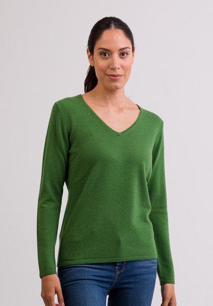 CASH-MERE.CH - Kaschmir V-Ausschnitt Pullover, für Damen, Grün, Größe XS von CASH-MERE.CH