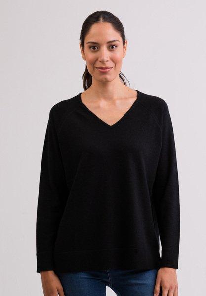 Pullover Mit Seitenschlitzen Damen Schwarz XS von CASH-MERE.CH