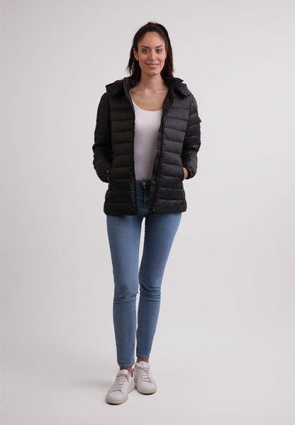 Daunenjacke Mit Kapuze Und Kaschmirfutter Damen Schwarz XS von CASH-MERE.CH