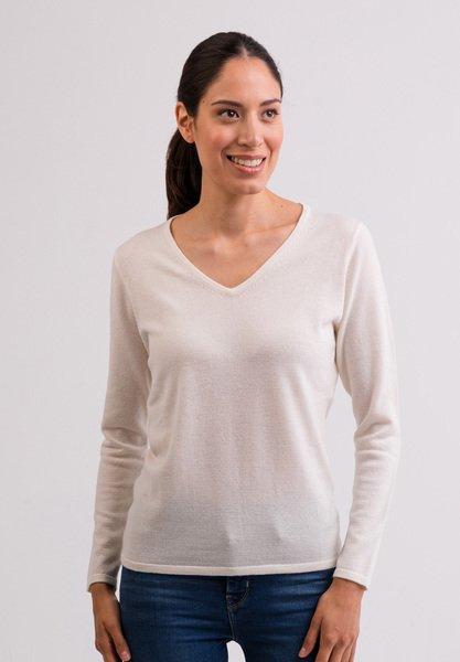 CASH-MERE.CH - Kaschmir V-Ausschnitt Pullover, für Damen, Weiss, Größe XS von CASH-MERE.CH