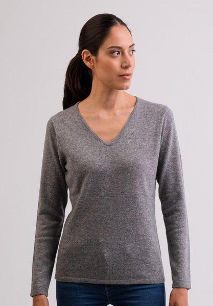 CASH-MERE.CH - Kaschmir V-Ausschnitt Pullover, für Damen, Grau, Größe XS von CASH-MERE.CH