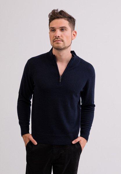 Kaschmir Stehkragen Pullover Herren Blau XXL von CASH-MERE.CH