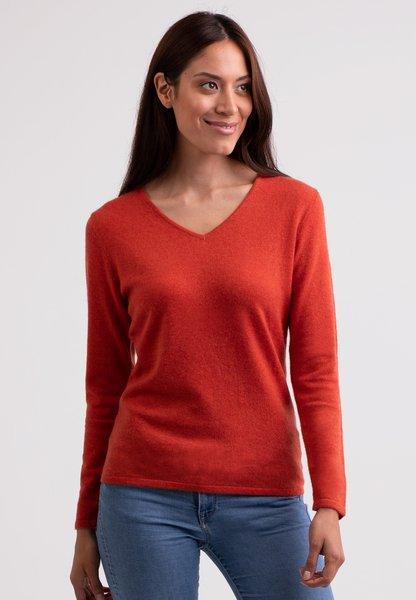 CASH-MERE.CH - Kaschmir V-Ausschnitt Pullover, für Damen, Rot, Größe XXL von CASH-MERE.CH