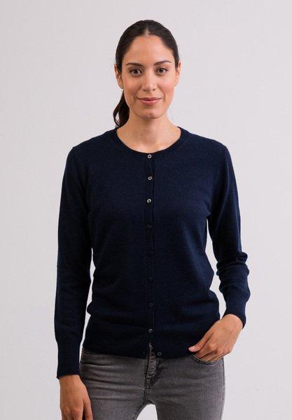 Kaschmir Cardigan Rundhals Damen Marine XXL von CASH-MERE.CH