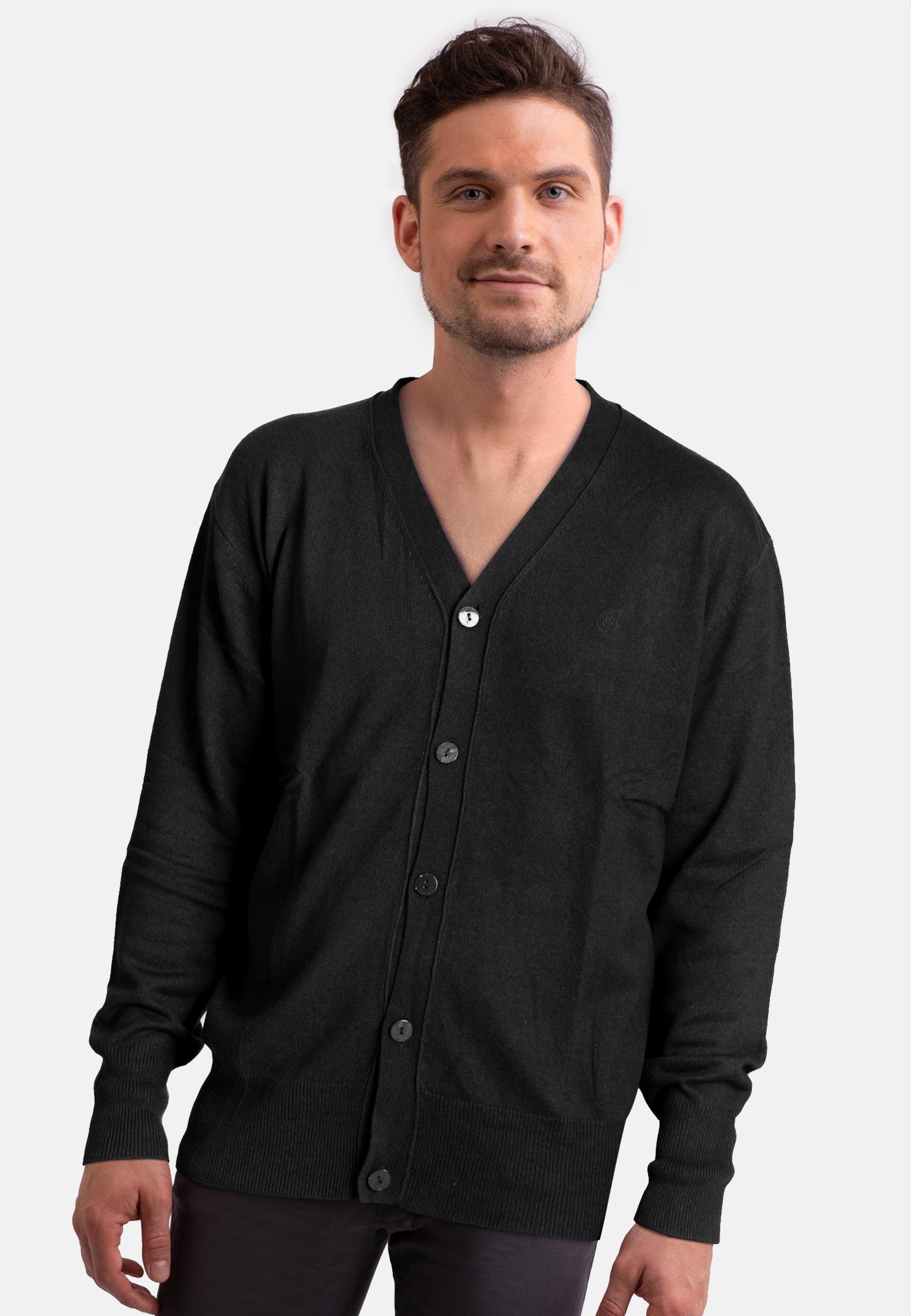 Seide Kaschmir Cardigan Herren Schwarz L von CASH-MERE.CH