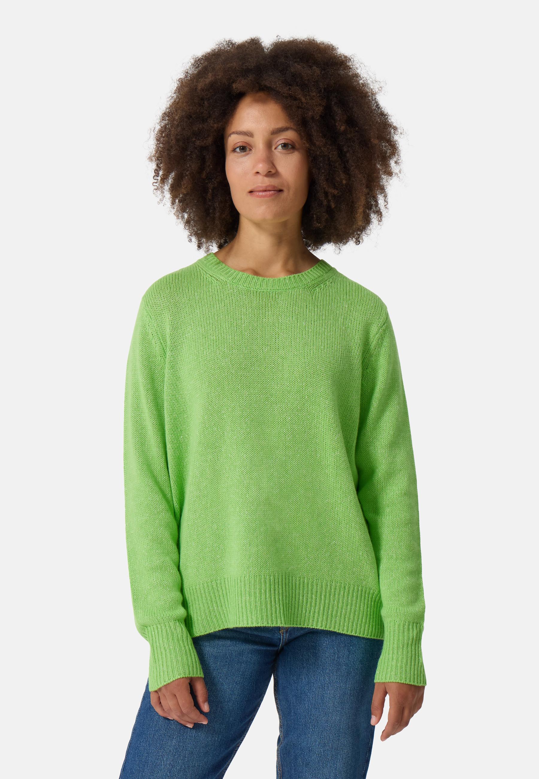 CASH-MERE.CH - Seide Kaschmir Oversize Style Rundhals Pullover, für Damen, Kiwi, Größe XS von CASH-MERE.CH