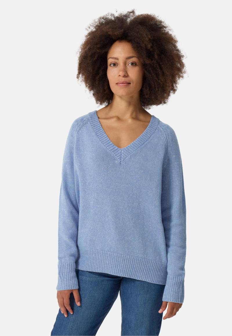 Seide Kaschmir Oversize Style V-ausschnitt Pullover Damen Hellblau L von CASH-MERE.CH