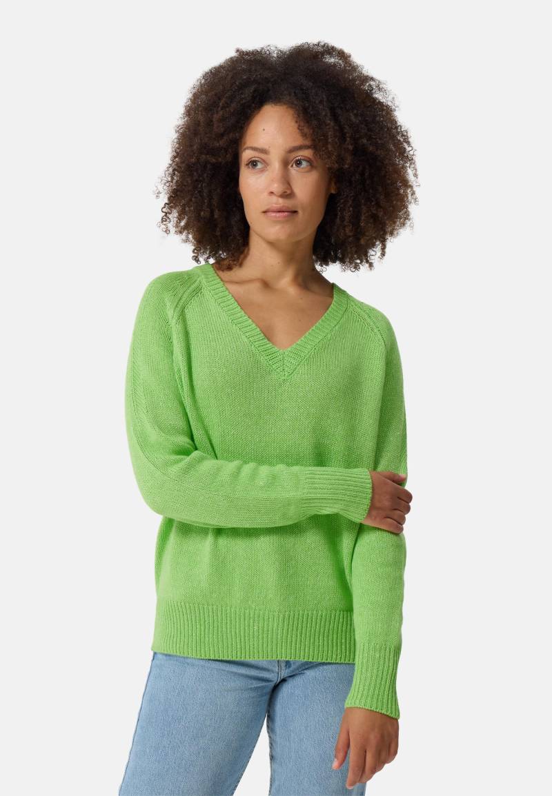 Seide Kaschmir Oversize Style V-ausschnitt Pullover Damen Kiwi L von CASH-MERE.CH