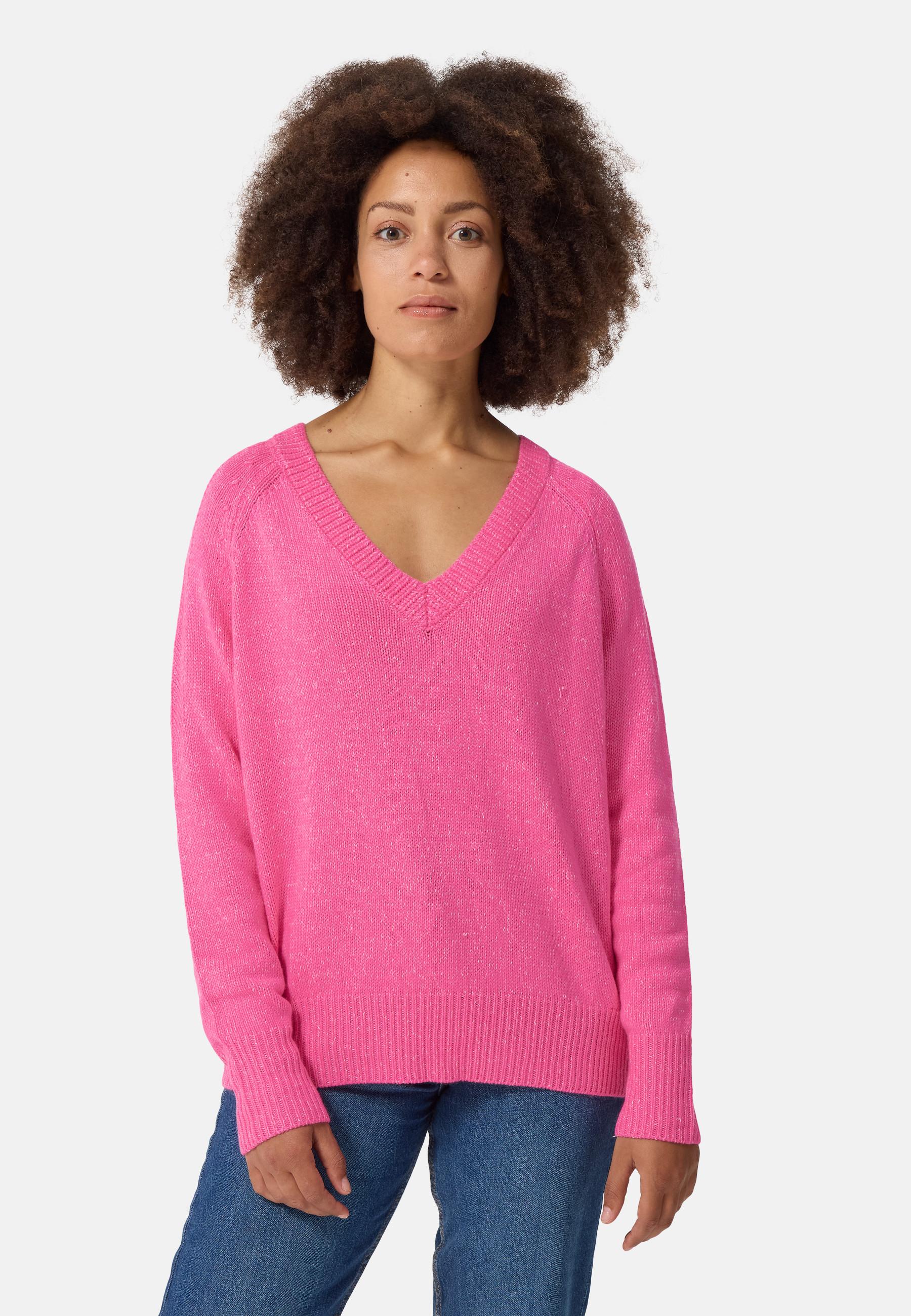 CASH-MERE.CH - Seide Kaschmir Oversize Style V-Ausschnitt Pullover, für Damen, Pink, Größe M von CASH-MERE.CH