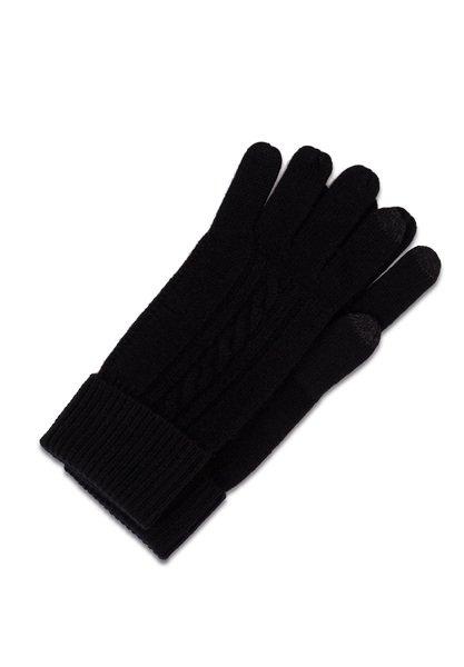 Kaschmir Handschuhe Mit Zopfmuster Herren Schwarz L/XL von CASH-MERE.CH