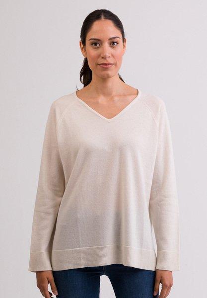 Pullover Mit Seitenschlitzen Damen Weiss M von CASH-MERE.CH