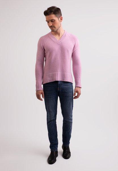 CASH-MERE.CH - Recycelter Kaschmir V-Ausschnitt Pullover, für Herren, Pink, Größe XL von CASH-MERE.CH