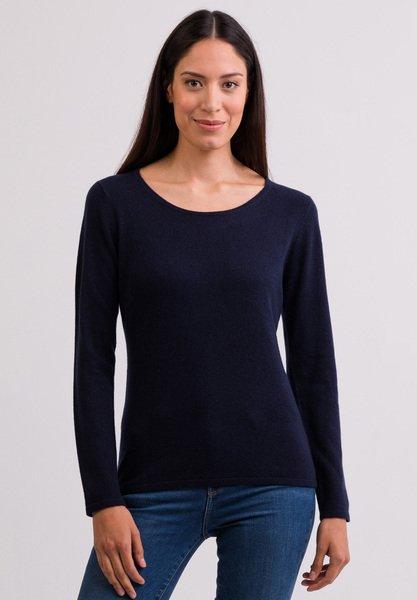 Kaschmir Rundhals Pullover Damen Blau XS von CASH-MERE.CH