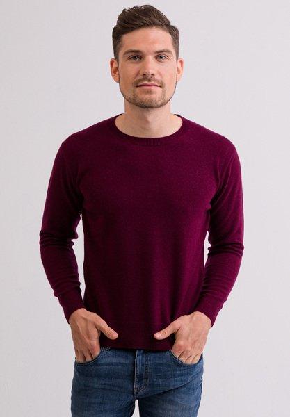 Kaschmir Rundhals Pullover Herren Fuchsia XXL von CASH-MERE.CH