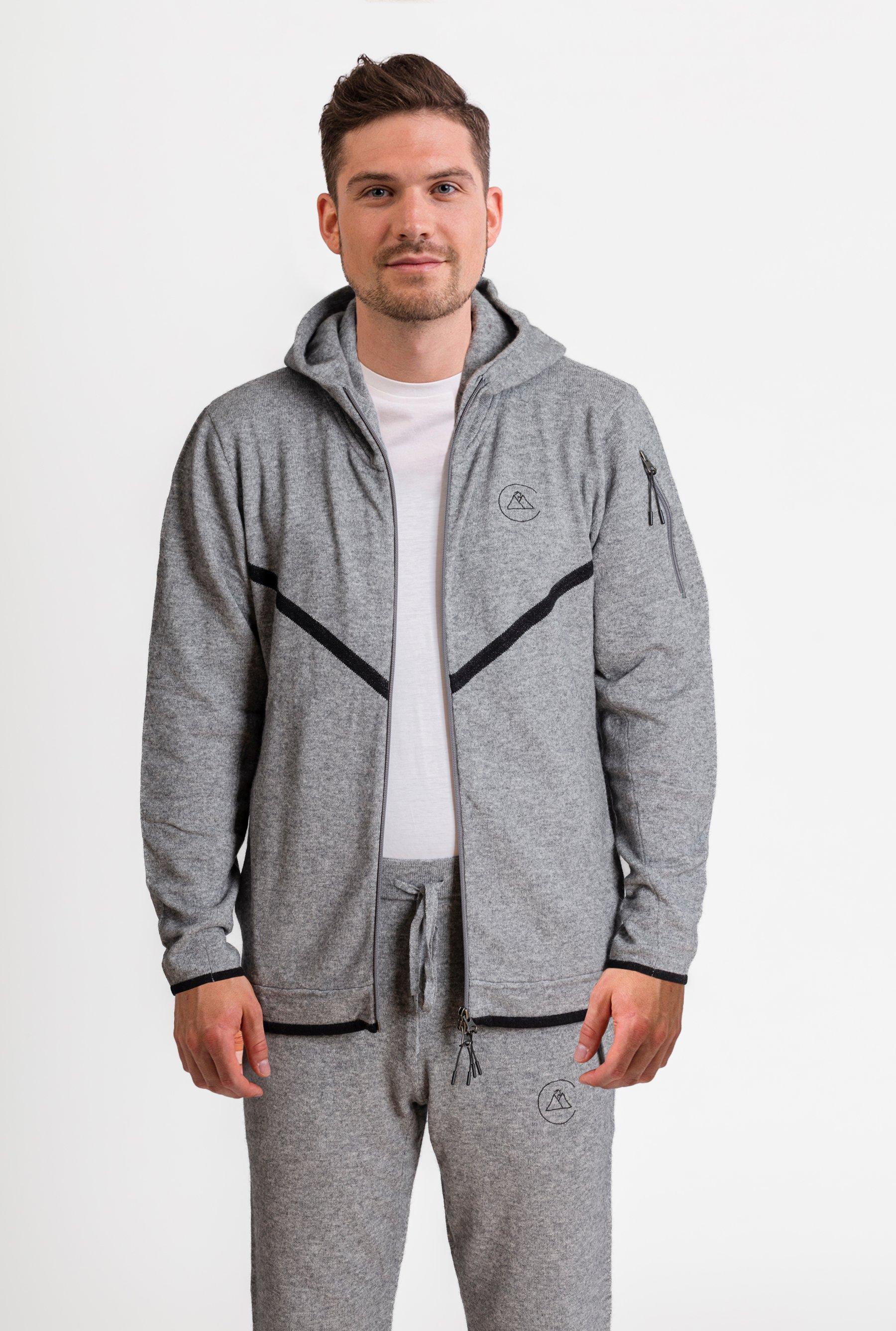 Unisex Wolle Kaschmir Trainerjacke Herren Grau XS von CASH-MERE.CH