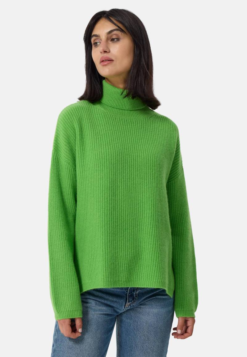 Wolle Kaschmir Oversize Style Rollkragen Pullover Damen Grün M von CASH-MERE.CH