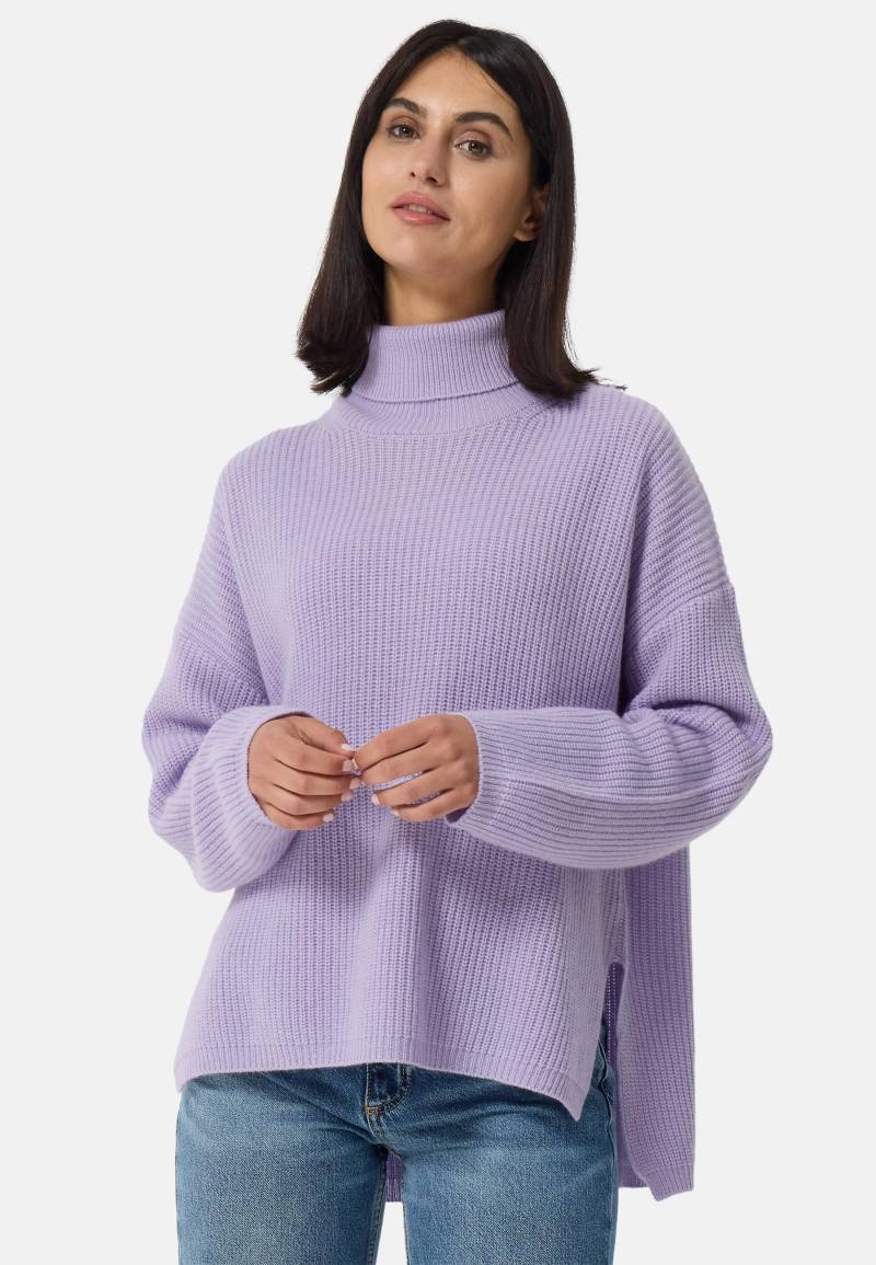 Wolle Kaschmir Oversize Style Rollkragen Pullover Damen Lavendel L von CASH-MERE.CH