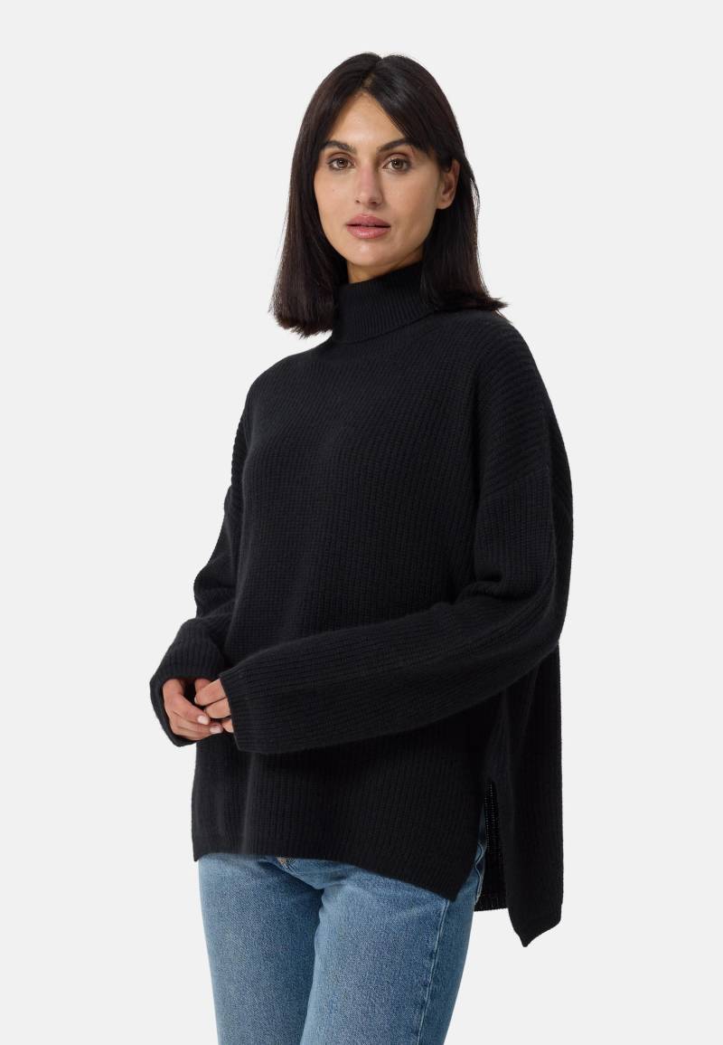 Wolle Kaschmir Oversize Style Rollkragen Pullover Damen Schwarz L von CASH-MERE.CH