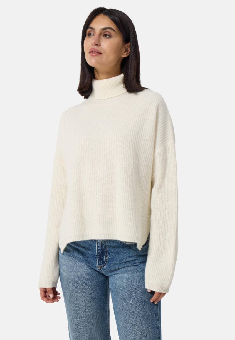 Wolle Kaschmir Oversize Style Rollkragen Pullover Damen Weiss L von CASH-MERE.CH