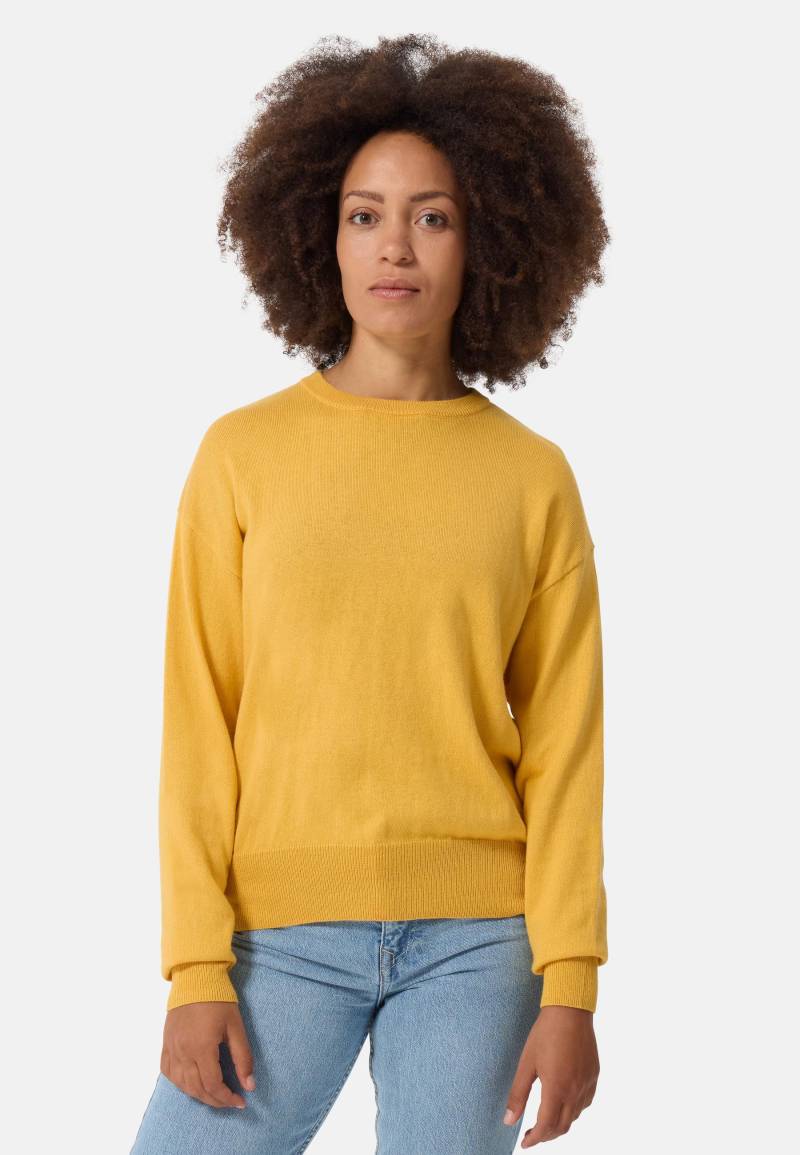 Wolle Kaschmir Oversize Style Rundhals Pullover Damen Gelb S von CASH-MERE.CH