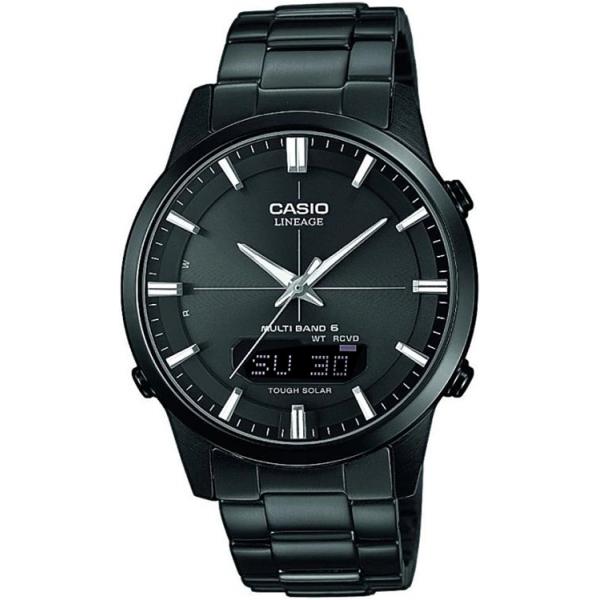 CASIO Digi-Analog, Lineage Tag Datum, Solar Funkuhr, Edelstahl schwarz von CASIO