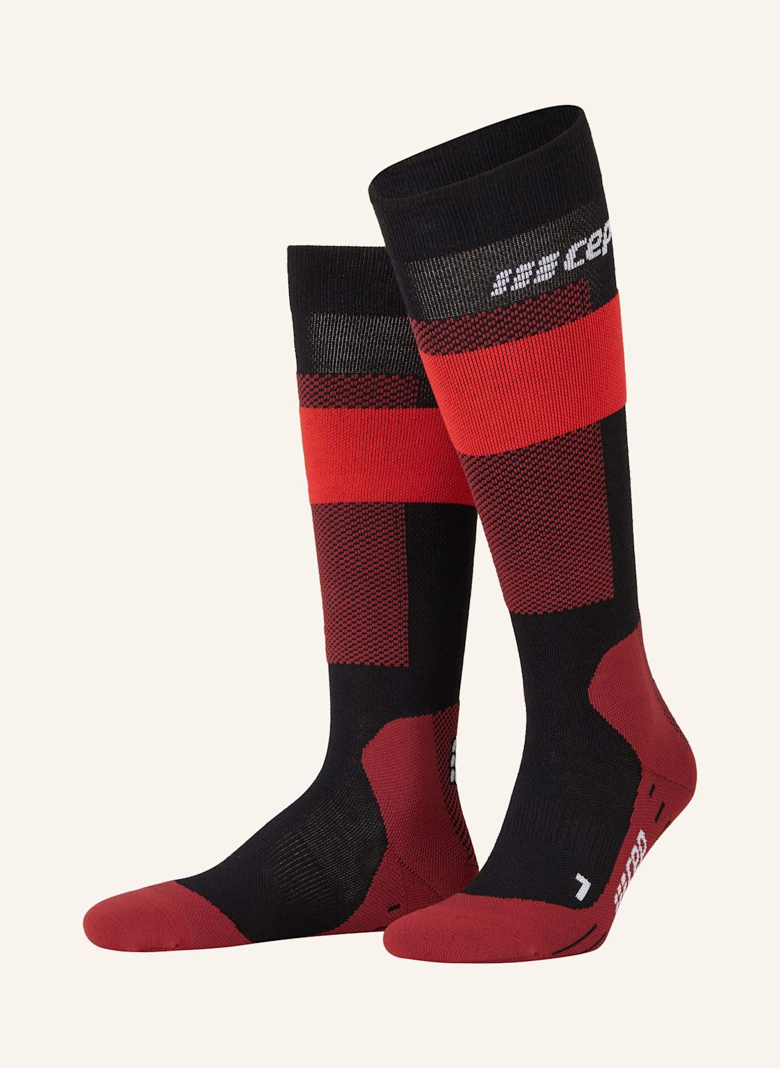 Cep Skisocken Merino Compression - Tall Mit Merinowolle rot von CEP