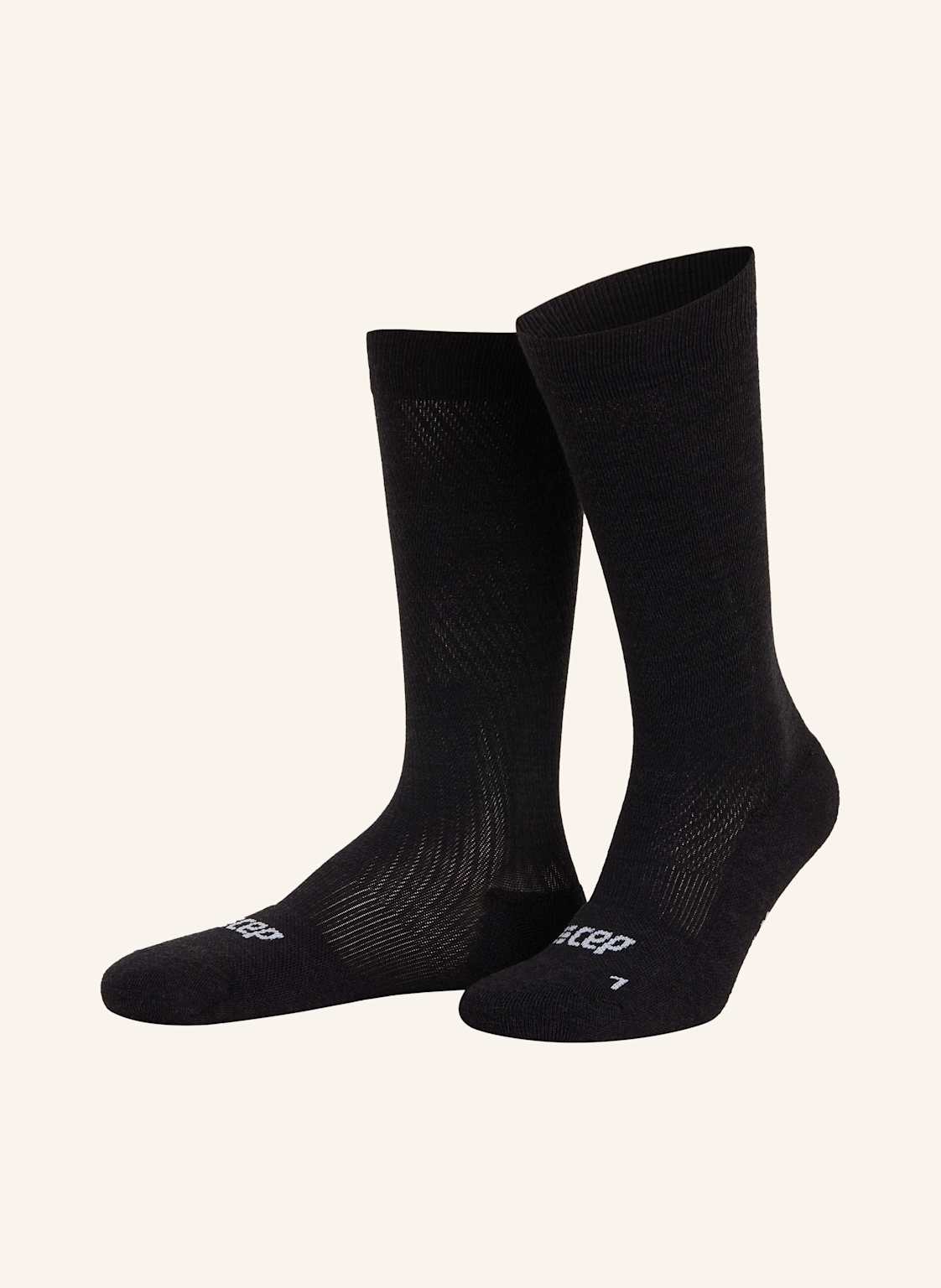 Cep Socken Flight Compression - Tall Mit Merinowolle schwarz von CEP