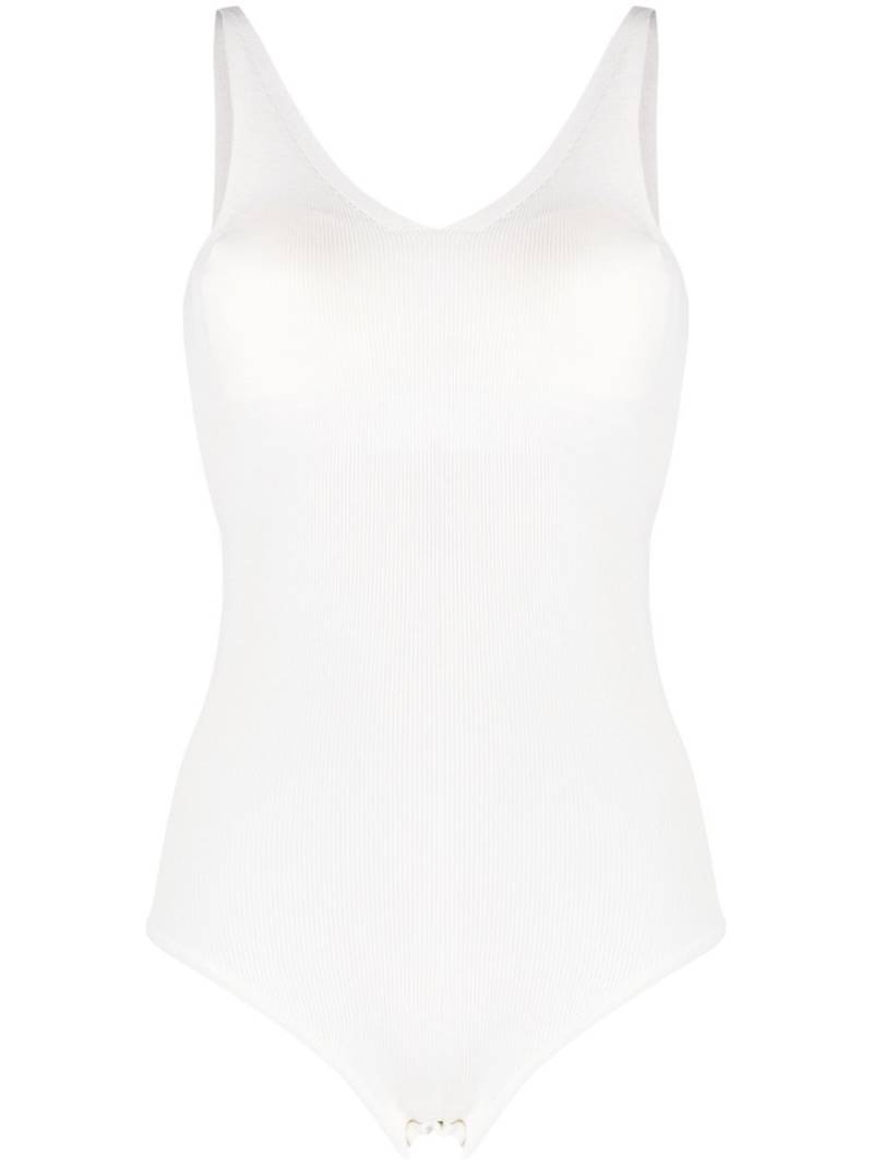 CFCL V-neck ribbed bodysuit - White von CFCL