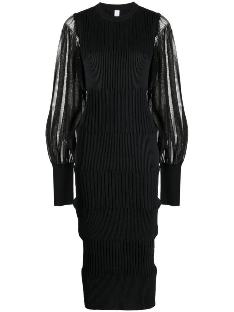 CFCL long sheer-sleeves ribbed midi dress - Black von CFCL