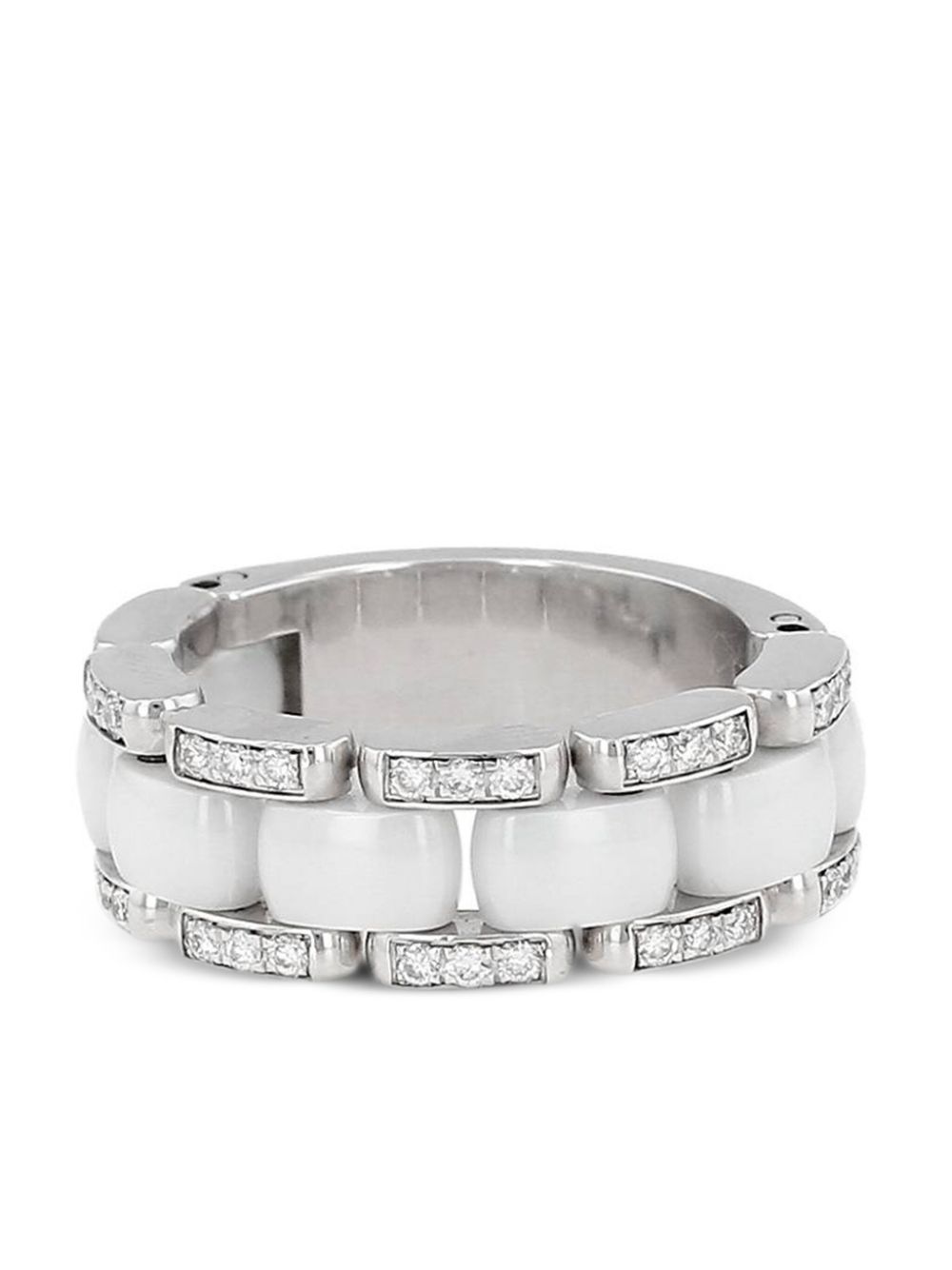 CHANEL Pre-Owned 18kt white gold ceramic and diamonds ring - Silver von CHANEL Pre-Owned