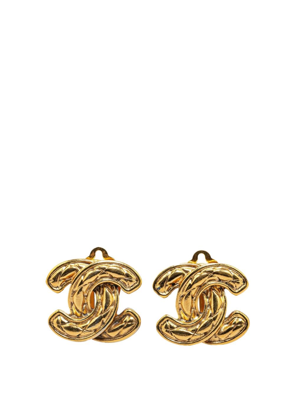 CHANEL Pre-Owned 1950-1970 Gold Plated CC Quilted Clip On costume earrings von CHANEL Pre-Owned