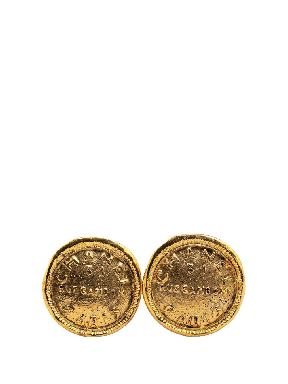 CHANEL Pre-Owned 1970-1980 Gold Plated 31 Rue Cambon Round Clip On costume earrings von CHANEL Pre-Owned