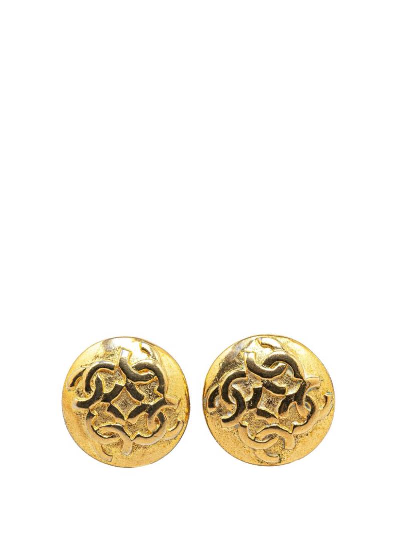 CHANEL Pre-Owned 1970-1980 Gold Plated CC Button Clip On costume earrings von CHANEL Pre-Owned