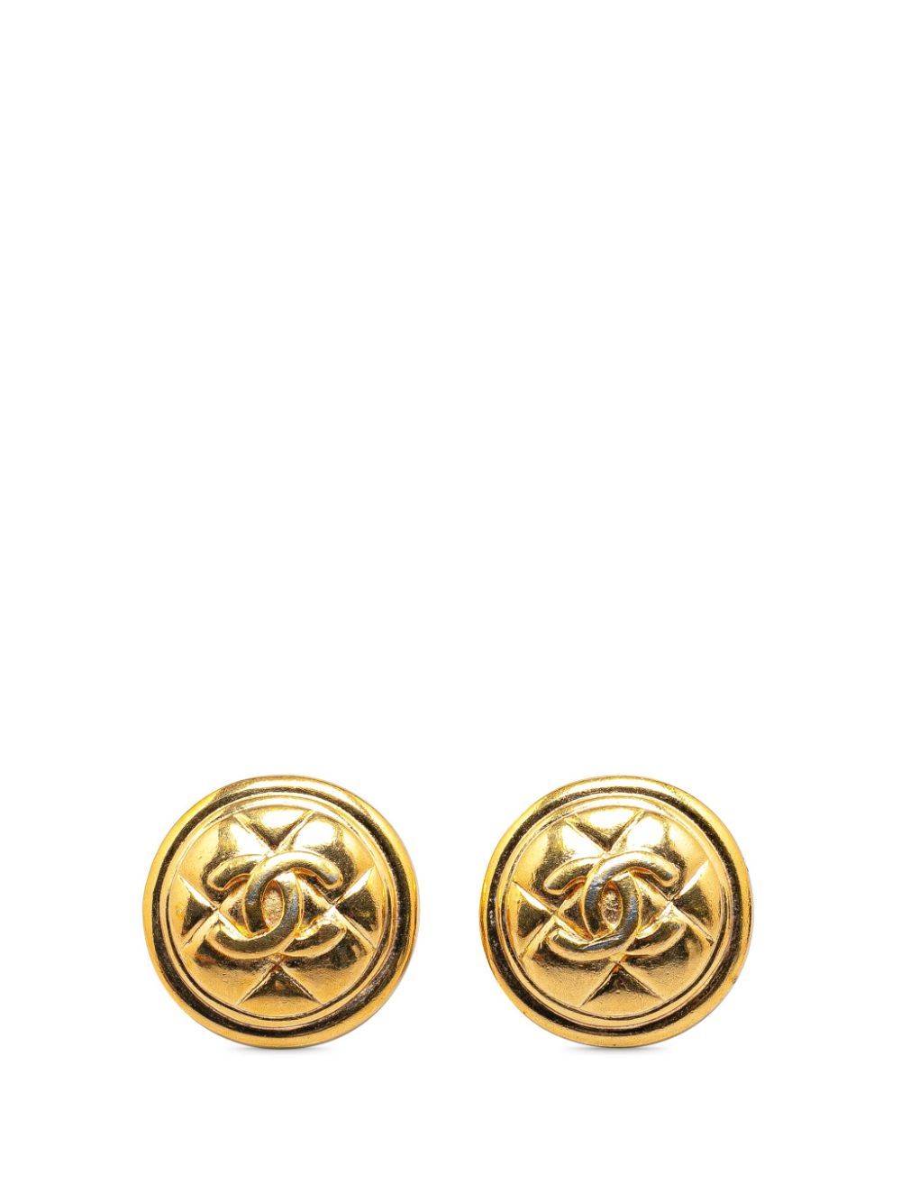 CHANEL Pre-Owned 1970-1980 Gold Plated CC Quilted Clip On costume earrings von CHANEL Pre-Owned