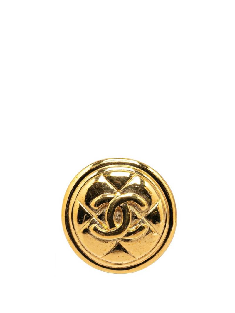 CHANEL Pre-Owned 1970-1980 Gold Plated CC Quilted costume brooch von CHANEL Pre-Owned