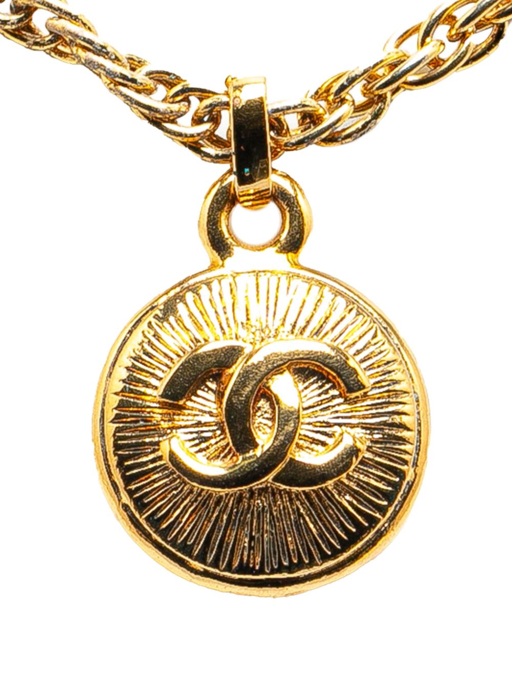 CHANEL Pre-Owned 1970-1980 Gold Plated CC Round Pendant costume necklace von CHANEL Pre-Owned