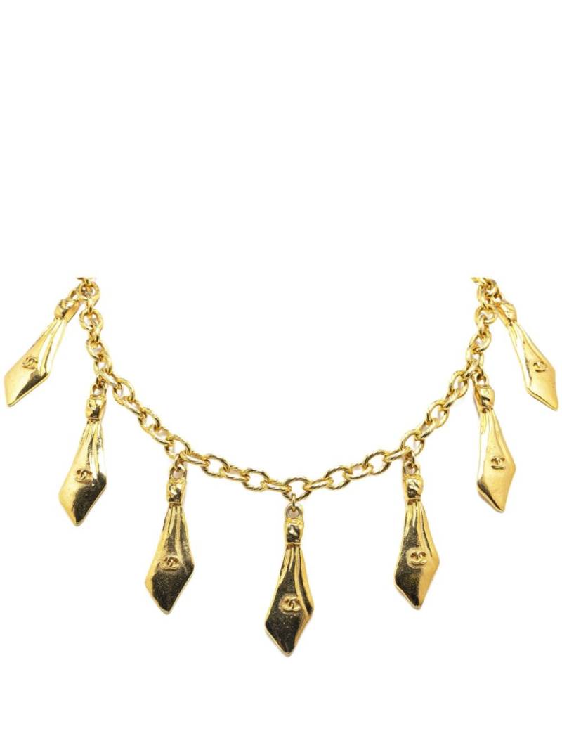 CHANEL Pre-Owned 1970-1980 Gold Plated CC Tie Charm costume necklace von CHANEL Pre-Owned